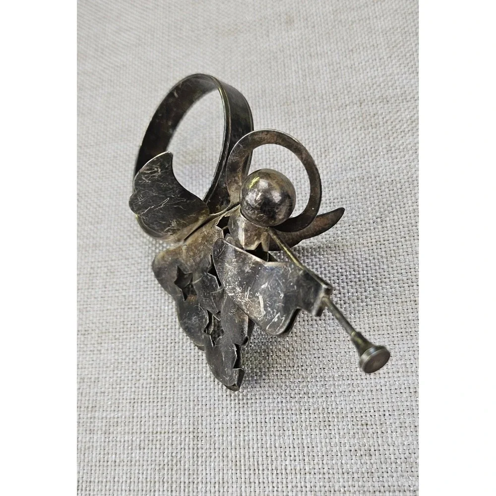 Angel Napkin Rings Set of 6 Silver Tone Vintage Trumpeting Holiday Christmas